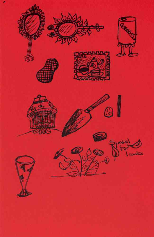 Old Doodles on Red Paper